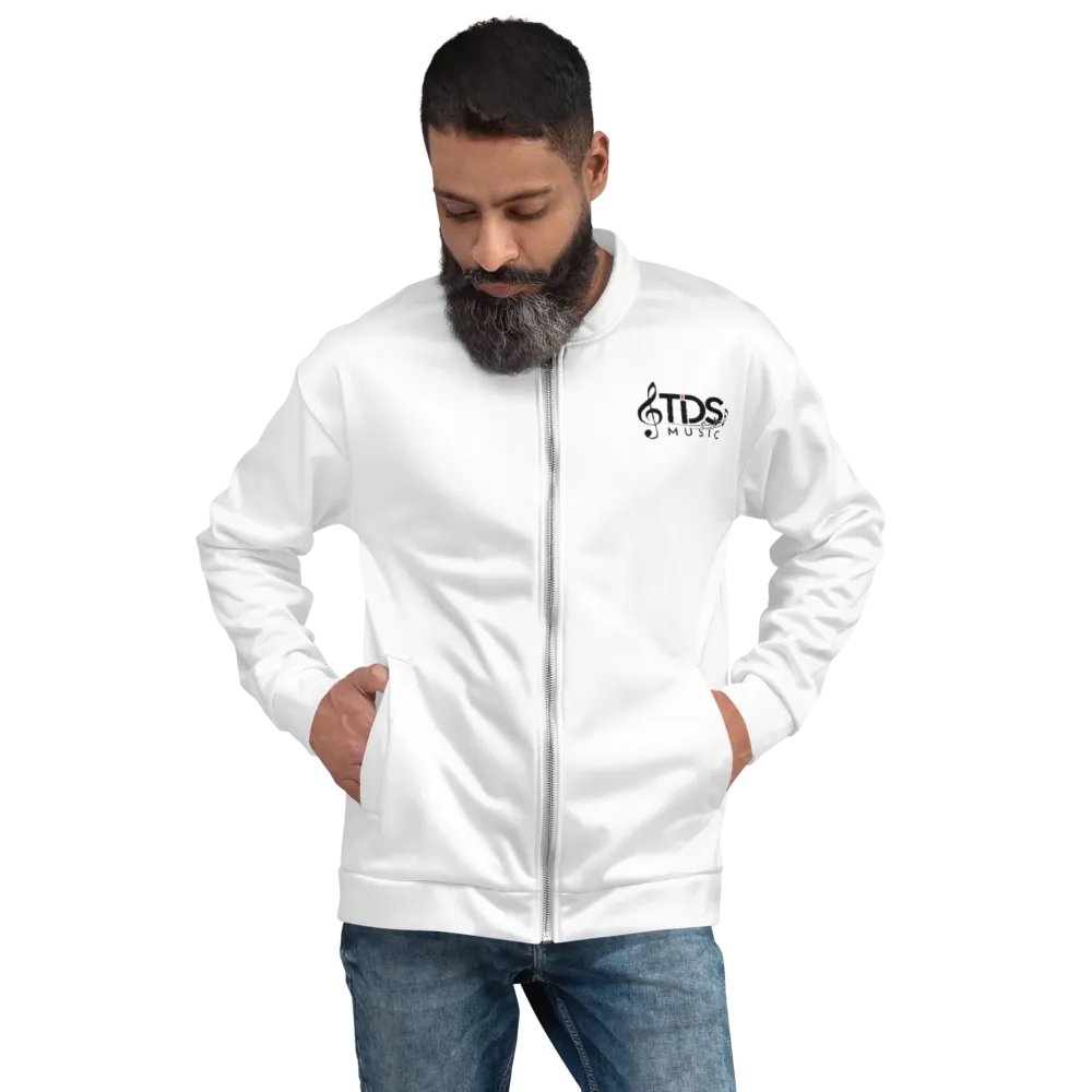 TDS Music Unisex White Bomber Jacket – Exclusive Design for Music Fans product image (7)