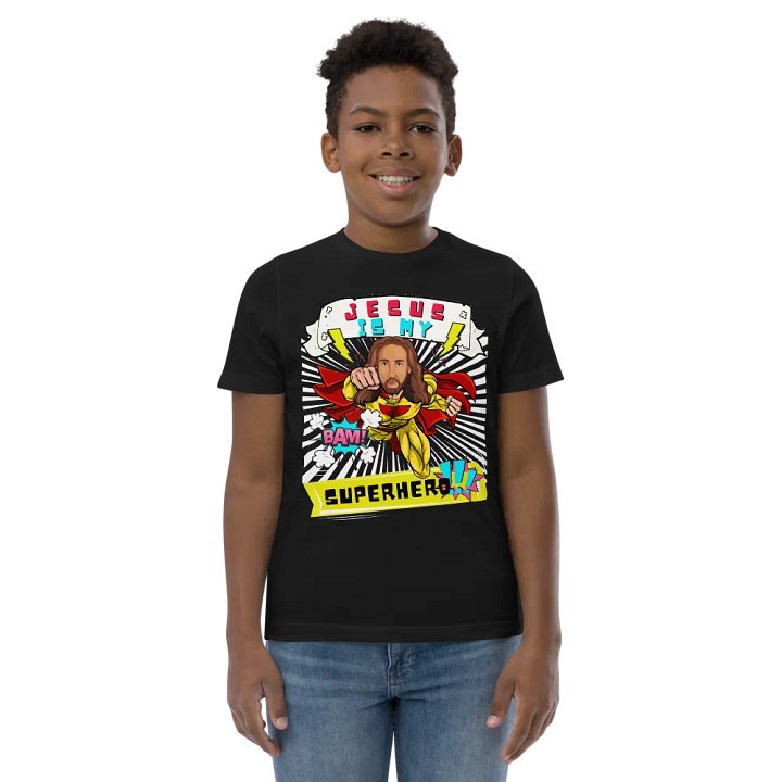 Jesus Is My Superhero- Funny Christian Comic Kids T-Shirt product image (2)