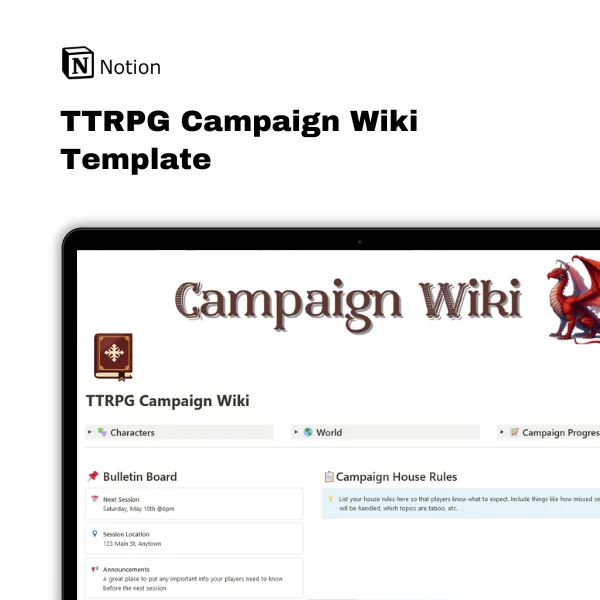 TTRPG Campaign Wiki | Notion Template product image (1)