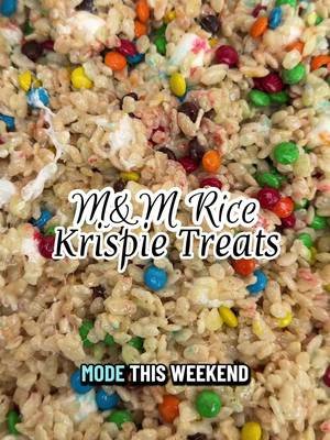 This is your sign to make M&M Rice Krispie Treats this weekend!  Grocery partner @Kroger 🌹 M&M Rice Krispie Treats 4 Tbsp unsalted butter 1-10 oz bag marshmallows 1/2 tsp vanilla extract 5 cups Rice Krispies Cereal 2/3 cup mini M&Ms 1) Reserve one cup of marshmallows. 2) Melt butter in a large saucepan or Dutch oven. Add remaining marshmallows and stir over medium-low heat until melted. Stir in vanilla, then add remaining cup of marshmallows, rice cereal, and mini m&ms, working quickly to stir until combined. 3) Spoon mixture into a 9×13 pan lined with wax paper and sprayed with nonstick spray. Lightly press down using a greased spatula. 4) Cool completely then cut into bars and enjoy. #ricekrispies #ricekrispietreats #cerealtreats #lunchboxtreats #kidfriendlyfood 