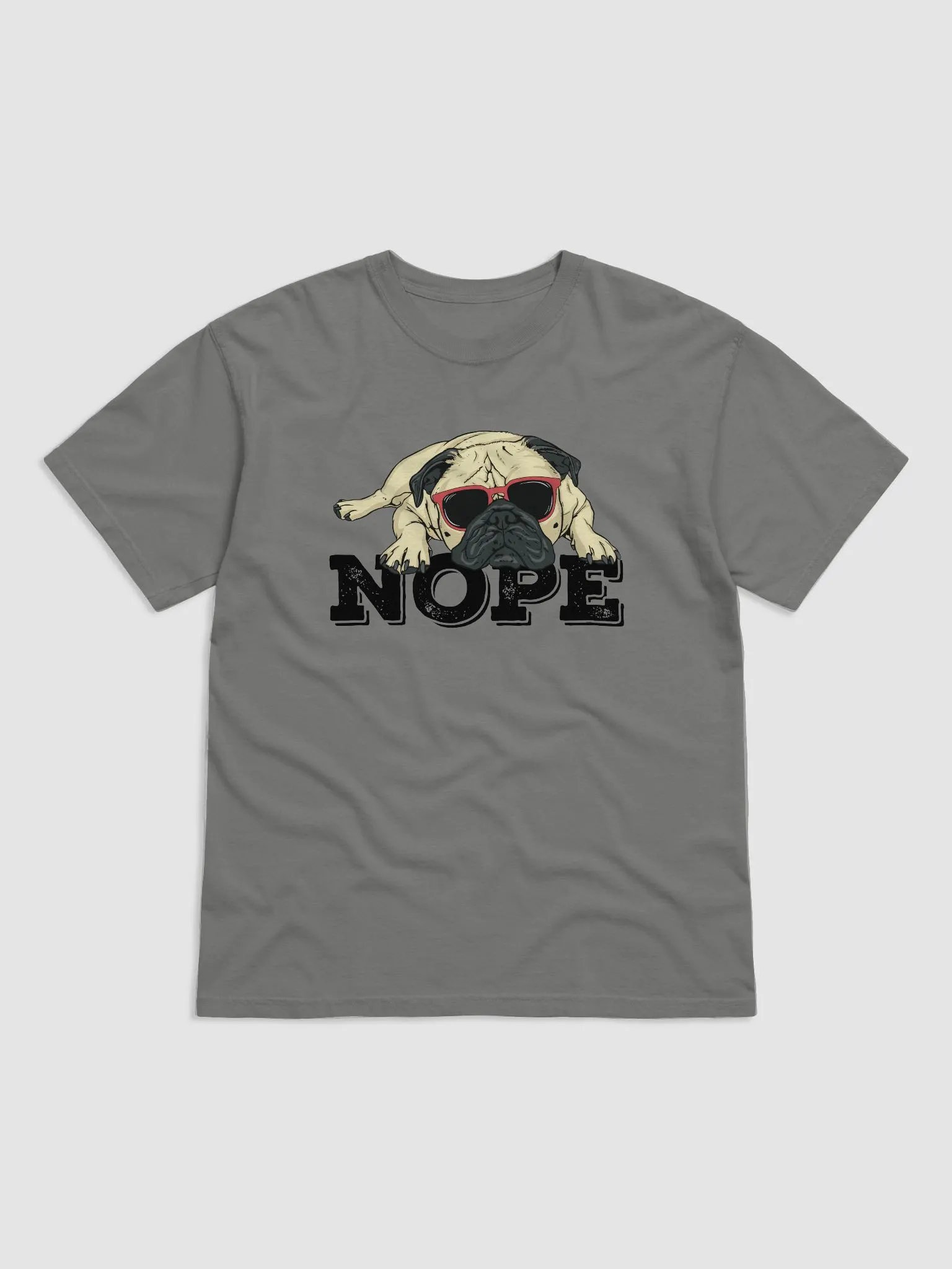 Nope Funny T-Shirt | Funny Lazy Pug Wearing Sunglasses T-Shirt for Dog Lovers product image (1)
