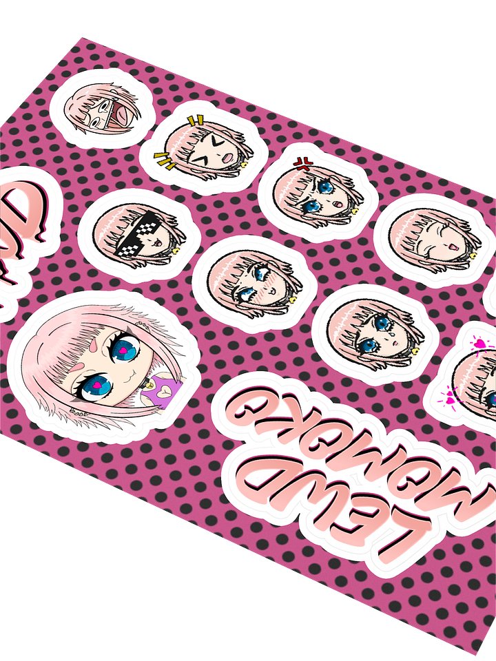 Lewd Momoko Sticker Sheet – Emoji & Logo Pack (12 pcs) product image (2)