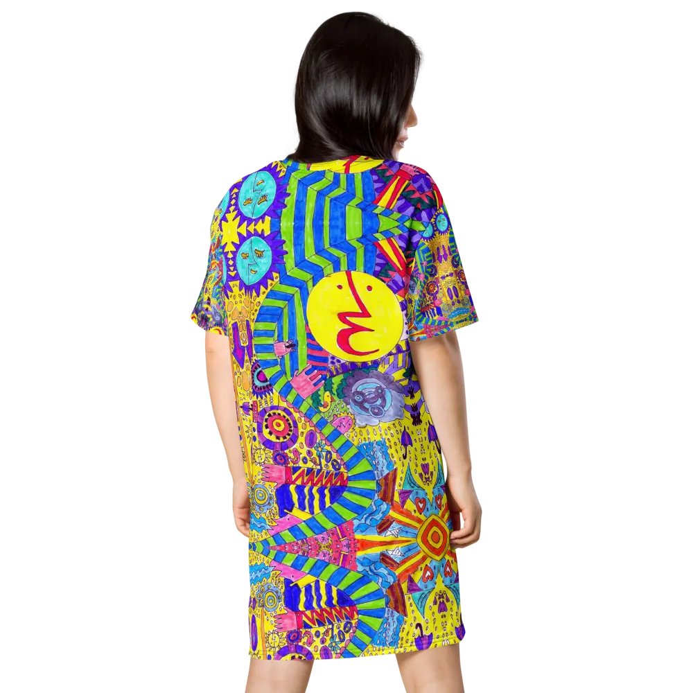 Abstract Colourful Doodle Ladies T Shirt Dress product image (6)