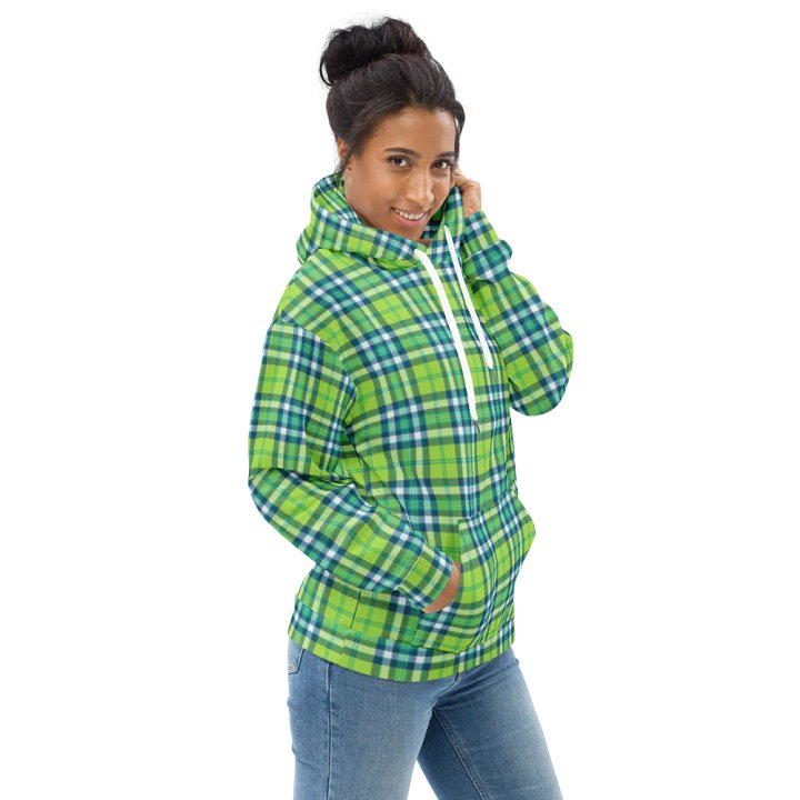 Lime Green and Turquoise Plaid Hoodie product image (1)