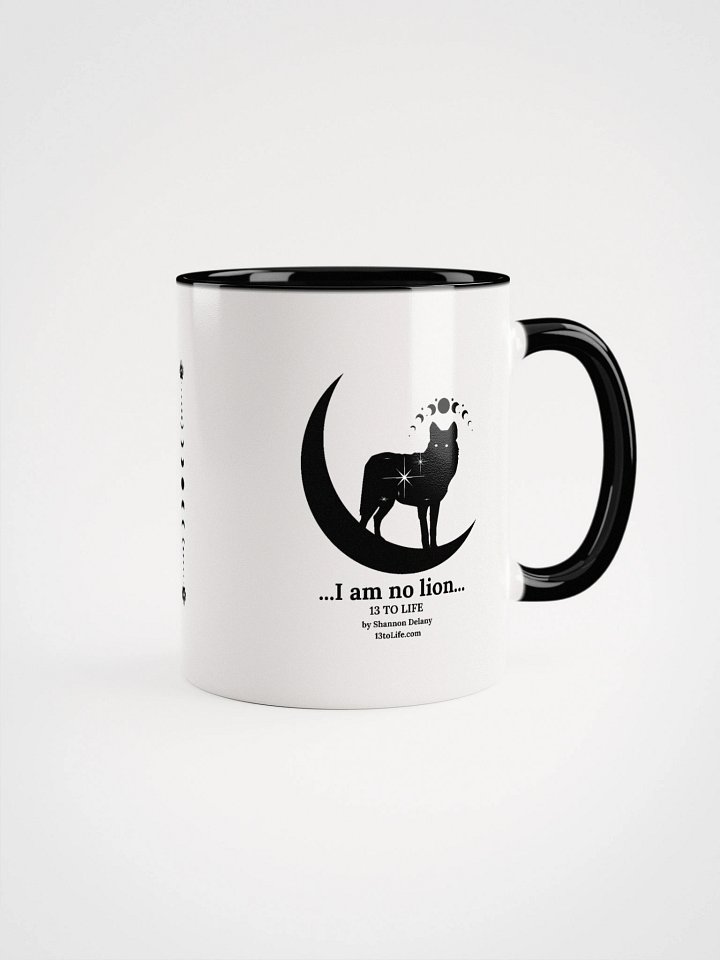 I Am No Lion – Wolf and Moon Mug – 13 TO LIFE Mug with Accent Color Interior and Handle product image (7)