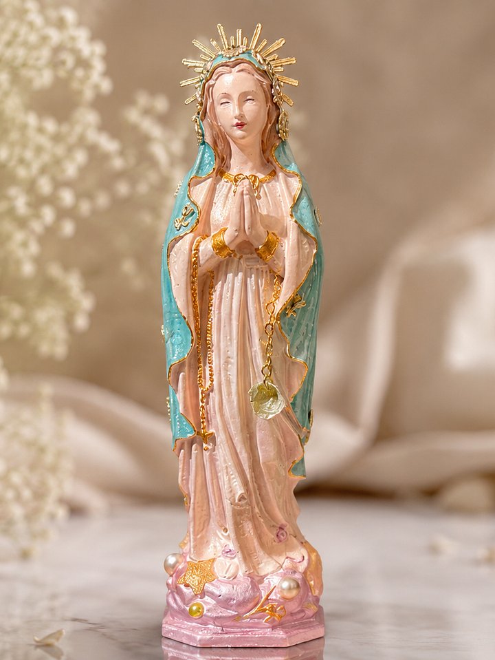 Handmade Virgin Mary Statue | Stella Maris Seashell Decor, French Riviera Artisan Figurine product image (1)