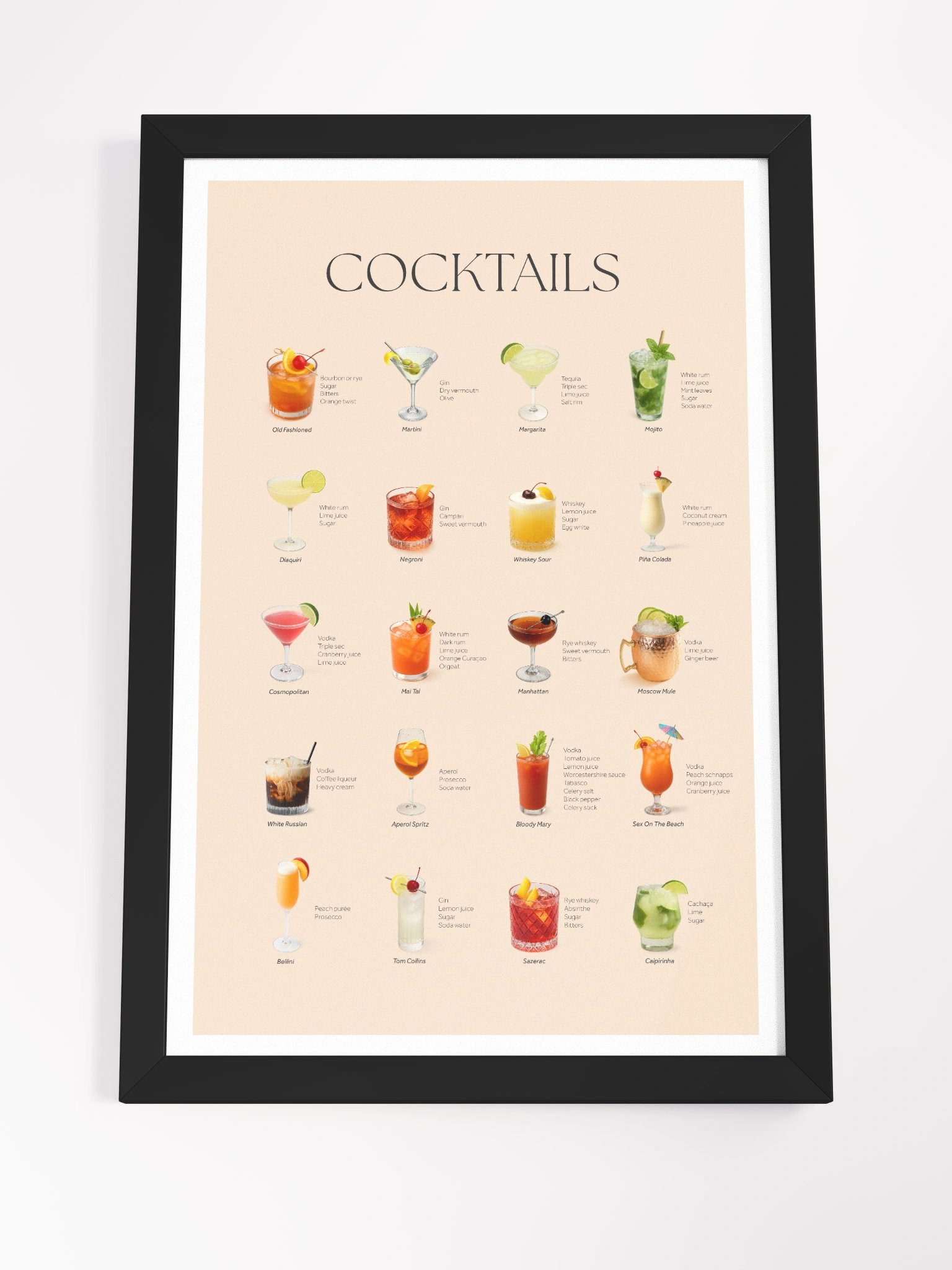 Classic Cocktails Framed Art Print product image (9)