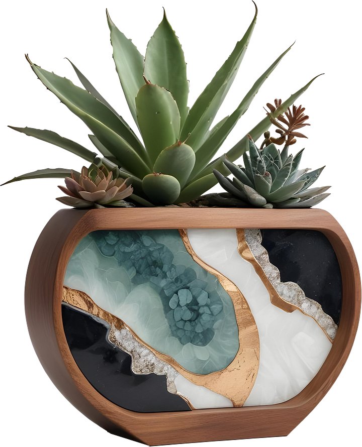 Earthly Symphony – Agate Window Succulent Vase PNG product image (1)