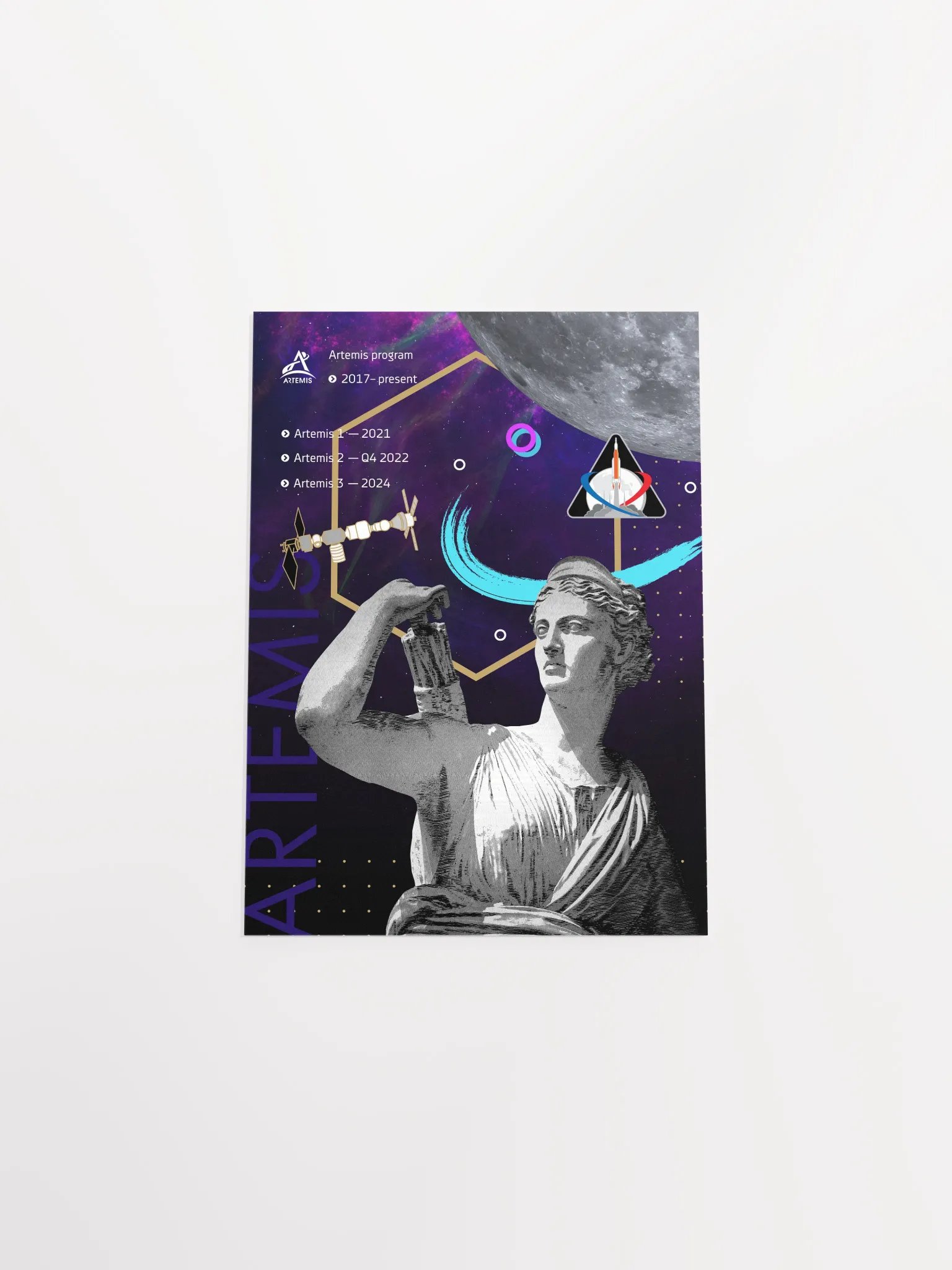Vaporwave poster: Synthwave NASA Artemis program [synthwave/vaporwave/retrowave] — space poster, retrowave poster, neon poster, aesthetic product image (10)