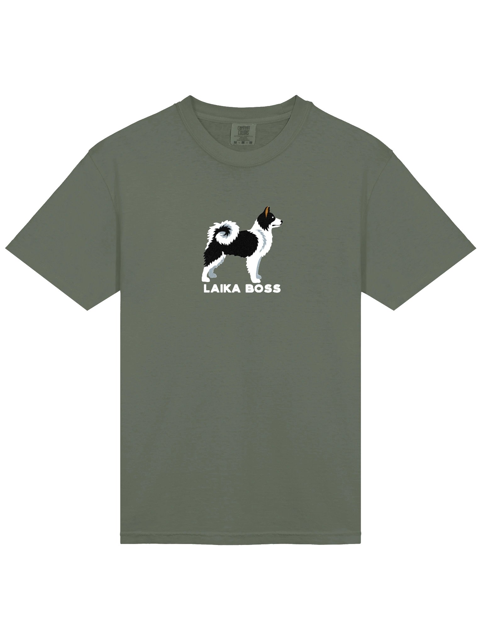 Laika Boss T-Shirt(Embroidered) of a Yakutian Laika(Black & White) product image (6)