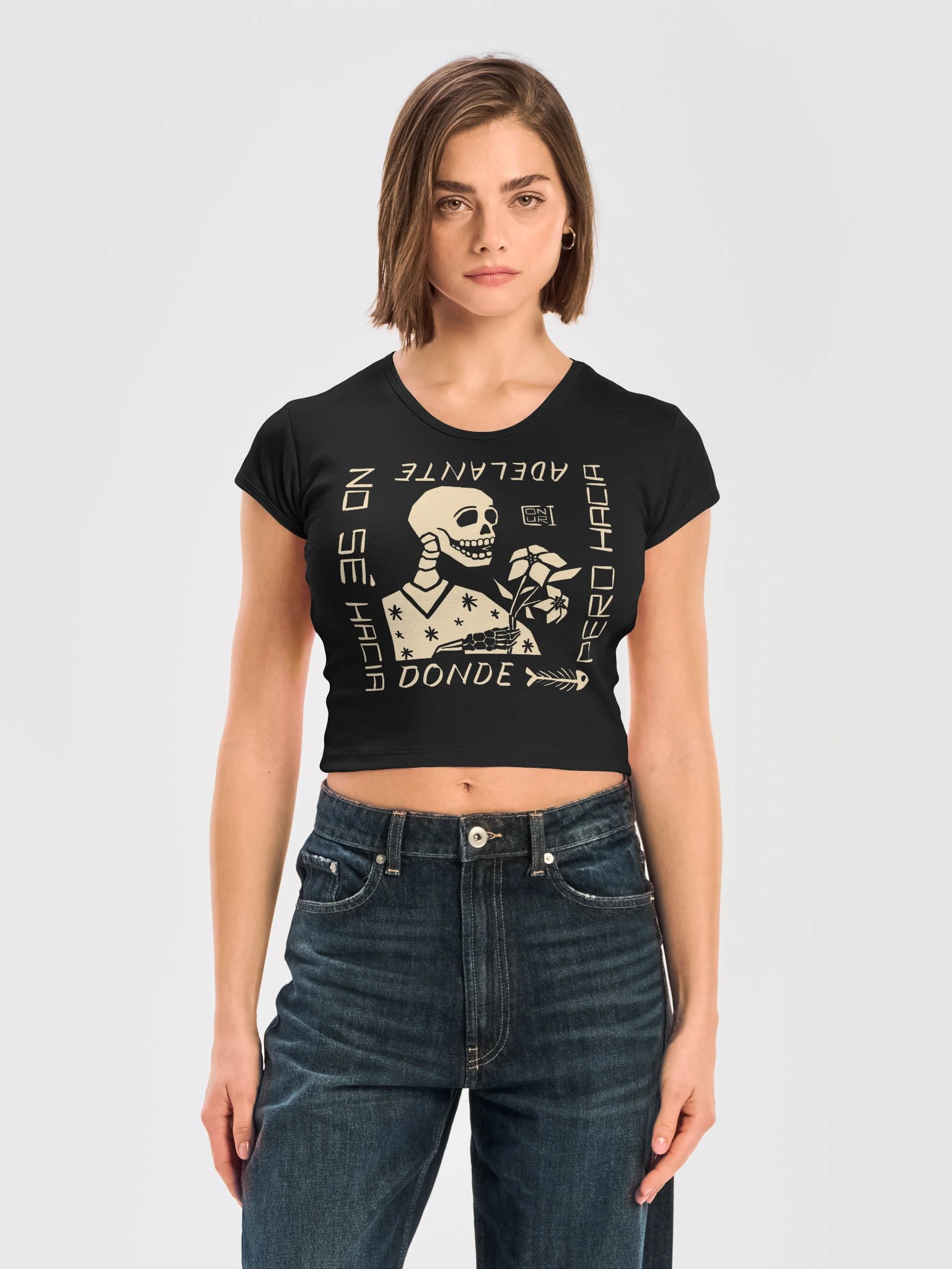 Hacia Adelante Graphic Baby Tee product image (6)