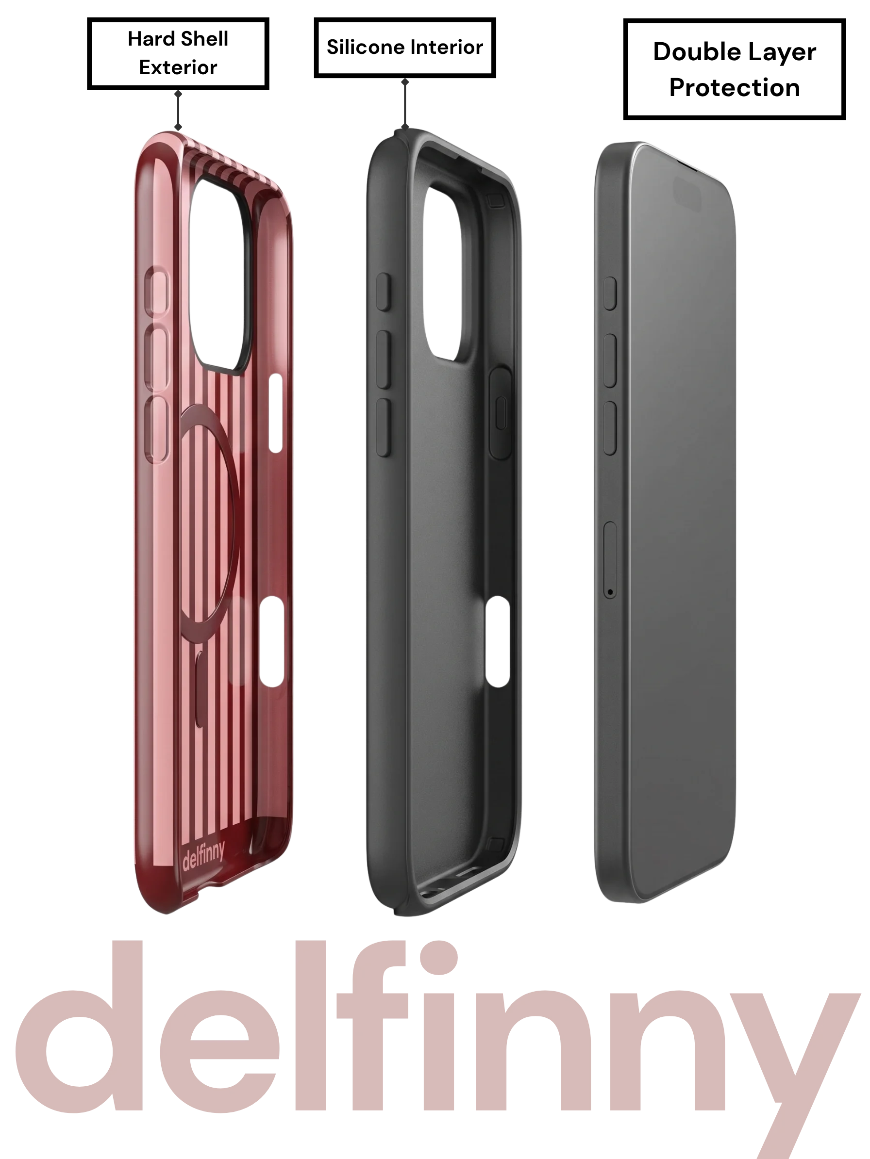 Striped Phone Case for iPhone 16 & 17 Series – MagSafe Compatible (Glossy Burgundy) product image (2)