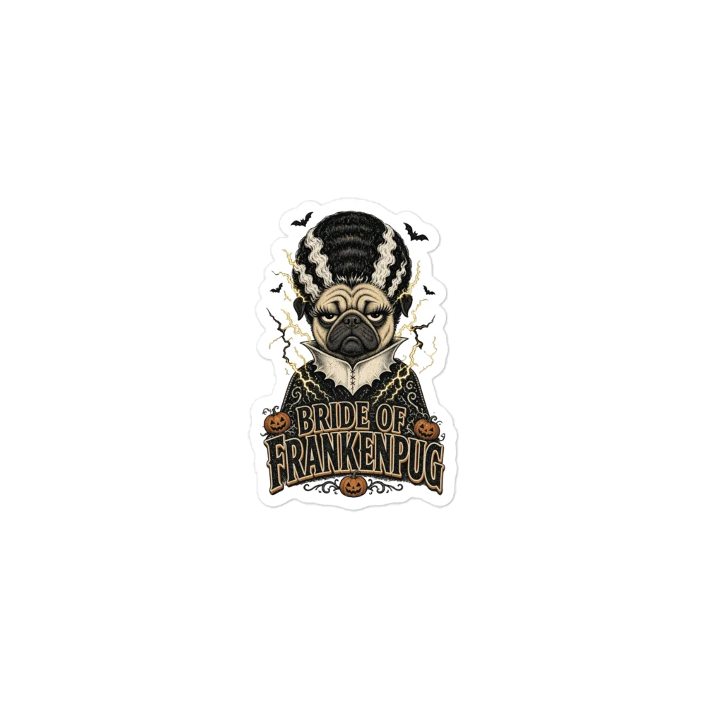 Bride of Frankenpug Halloween Kiss Cut Sticker product image (1)