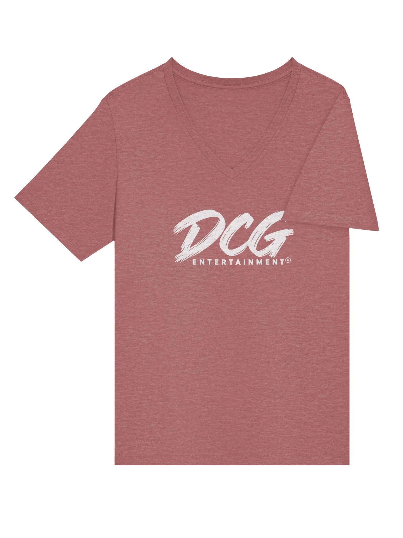 DCG Signature Women’s Relaxed V-Neck T-Shirt – White Logo - Heather Mauver product image (8)