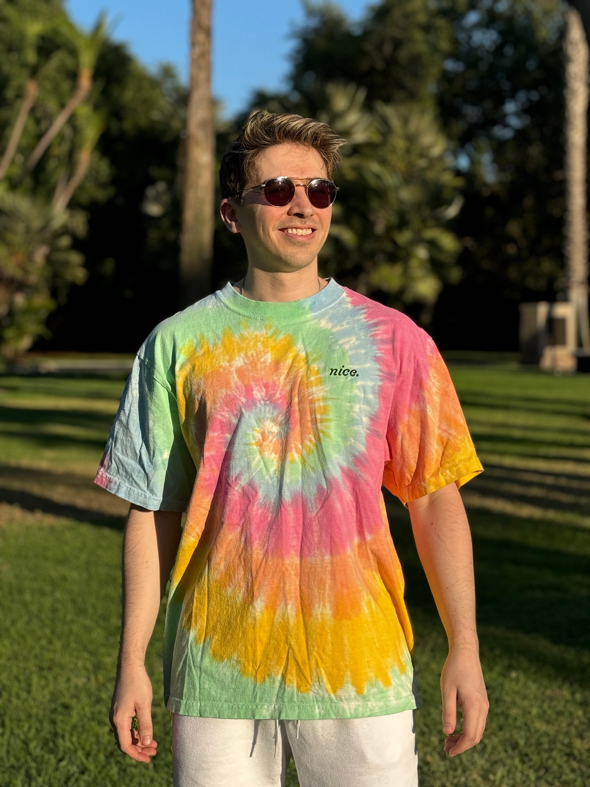 Nice. Embroidered Tie Dye Tee (Sherbet Rainbow) product image (8)