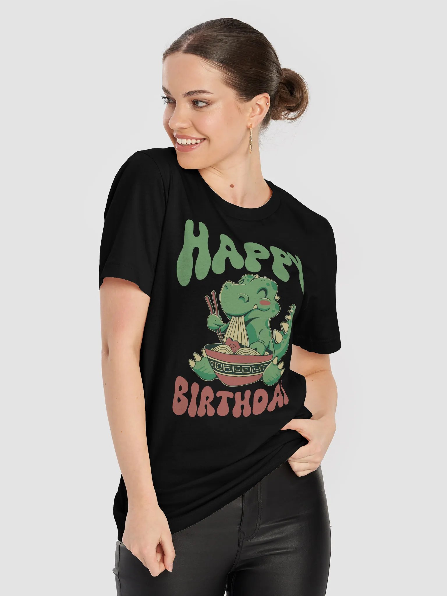 Happy Birthday (Dinosaur Eating Noodles) T-Shirt product image (8)