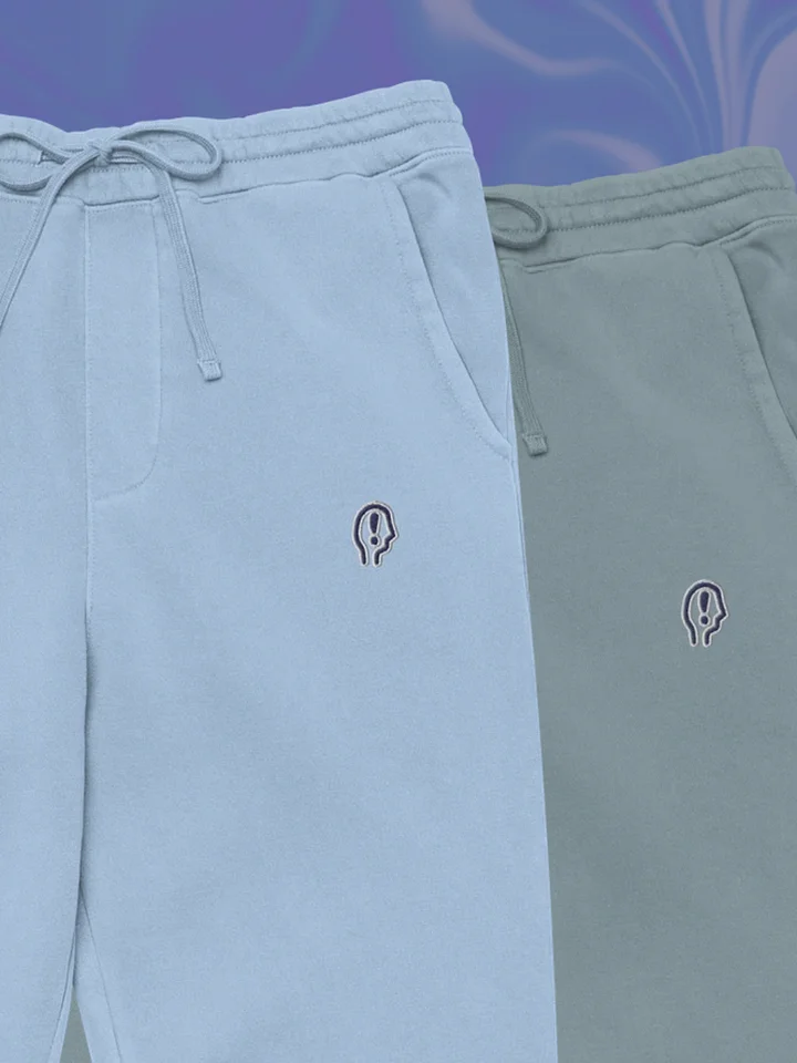 EXCLAIMING MENTALLY (navy and white thread) pigment dyed sweatpants product image (1)