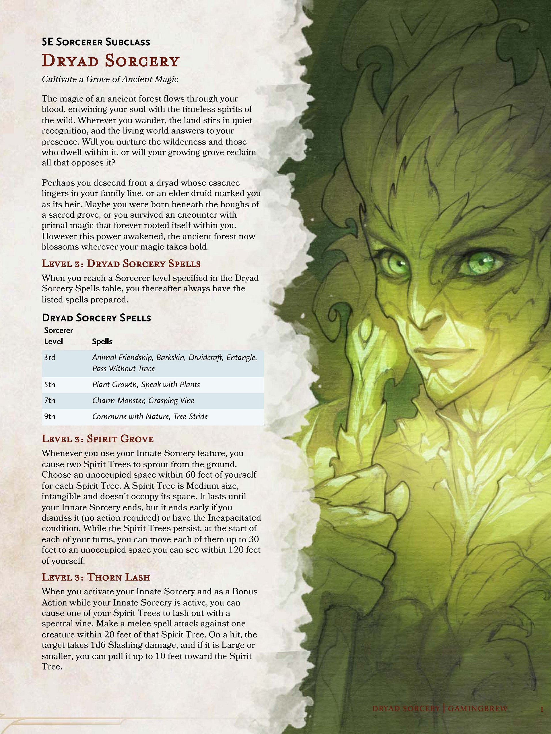 Dryad Sorcery | 5.5E Sorcerer Subclass product image (2)