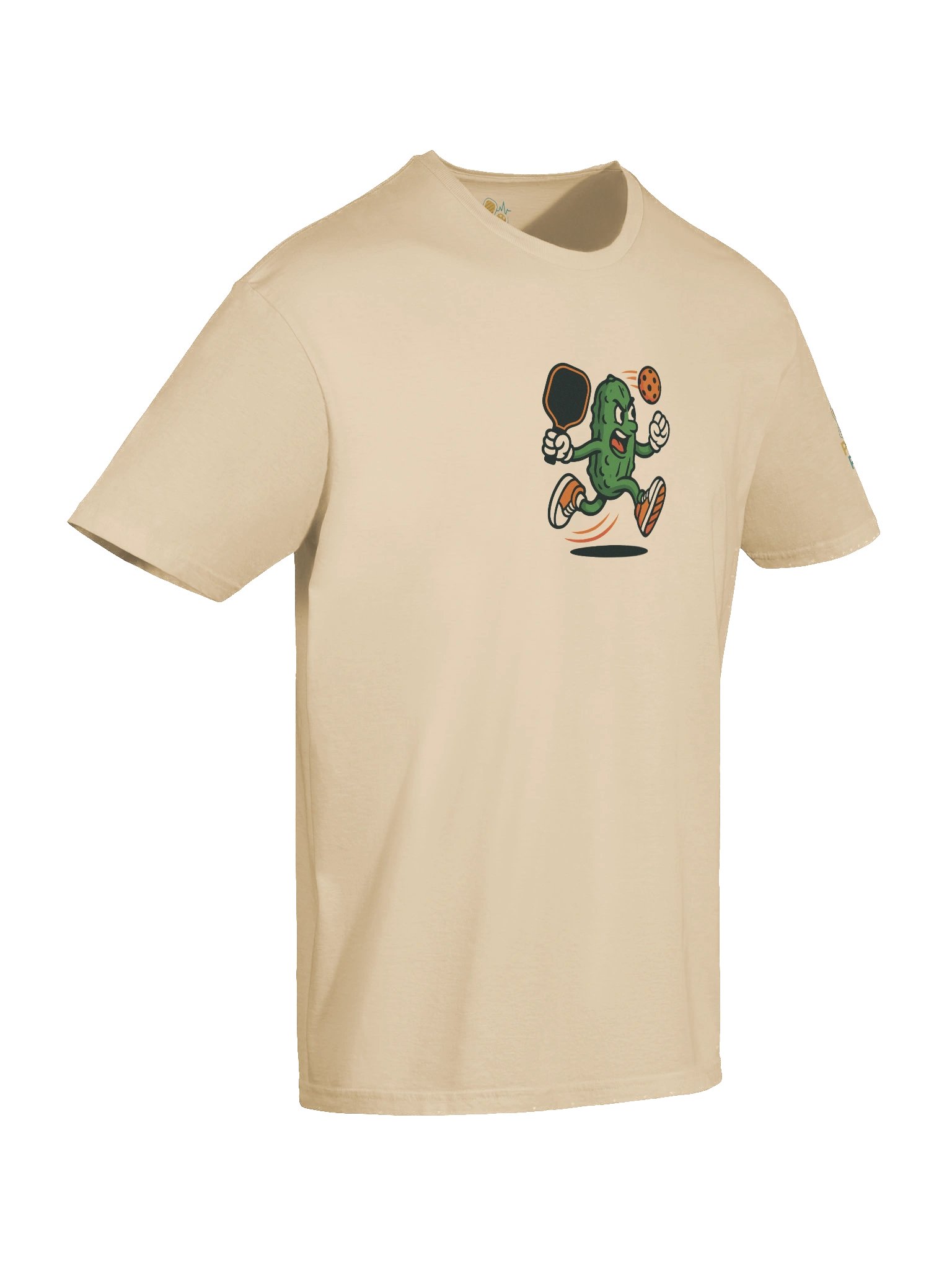 Pickleball Power Pickle T-Shirt – Sand Color Funny Unisex Tee with Animated Pickleball Smash Design product image (10)