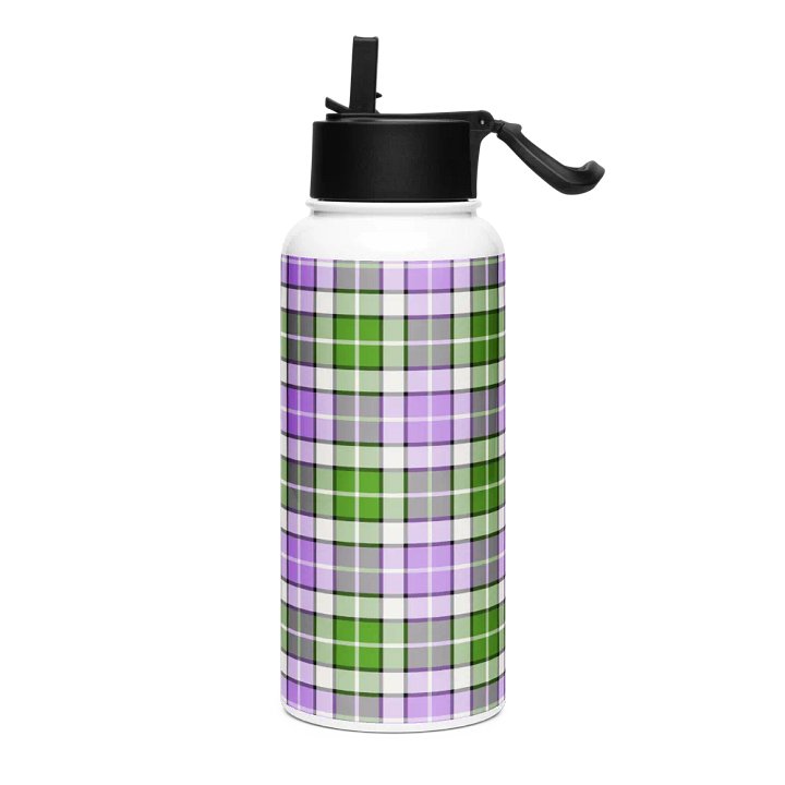 Lavender and Green Plaid Water Bottle product image (2)