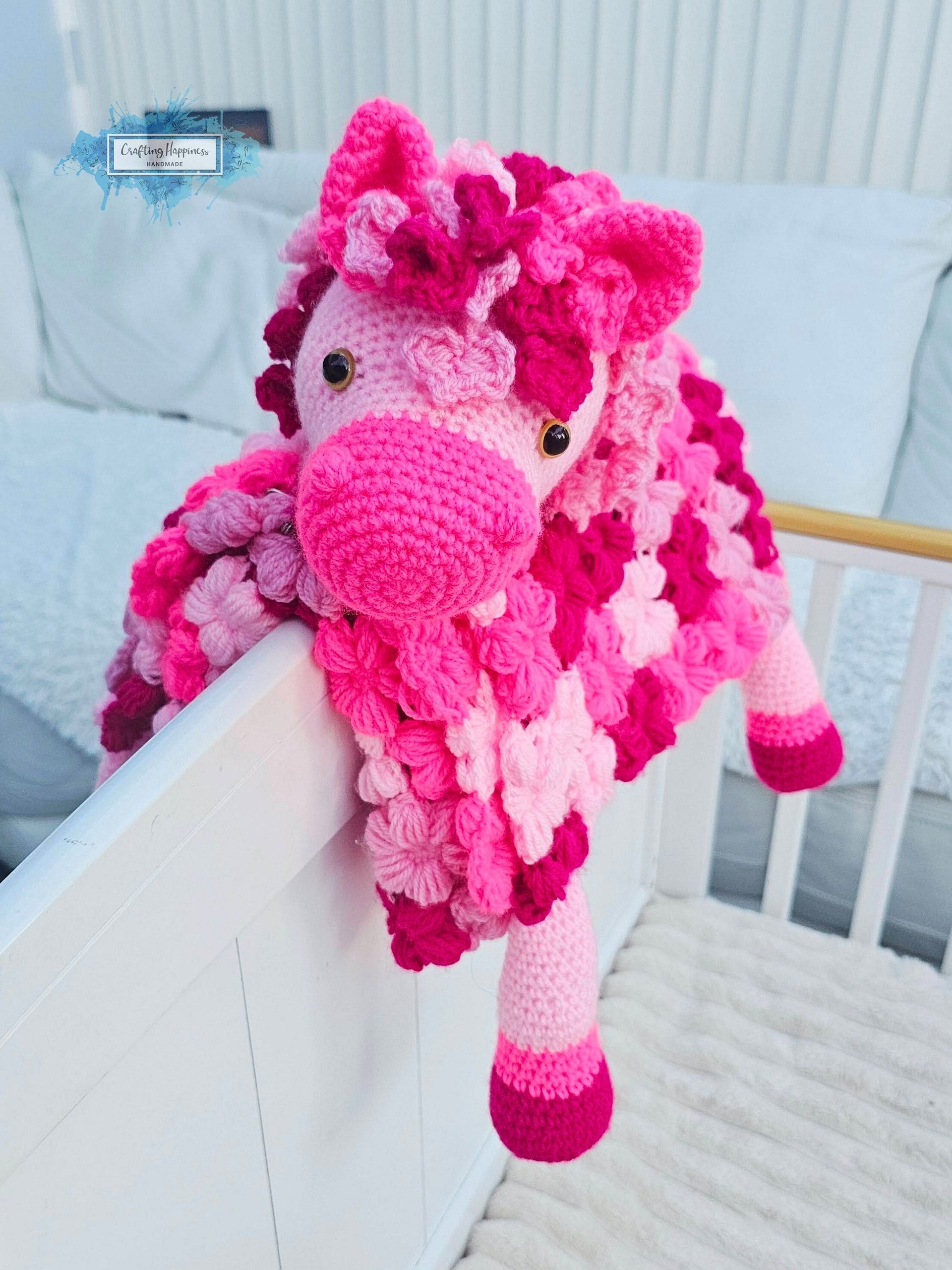 Pink Pony Baby Blanket Crochet Pattern | Folding Farm Horse Toy (PDF) product image (7)