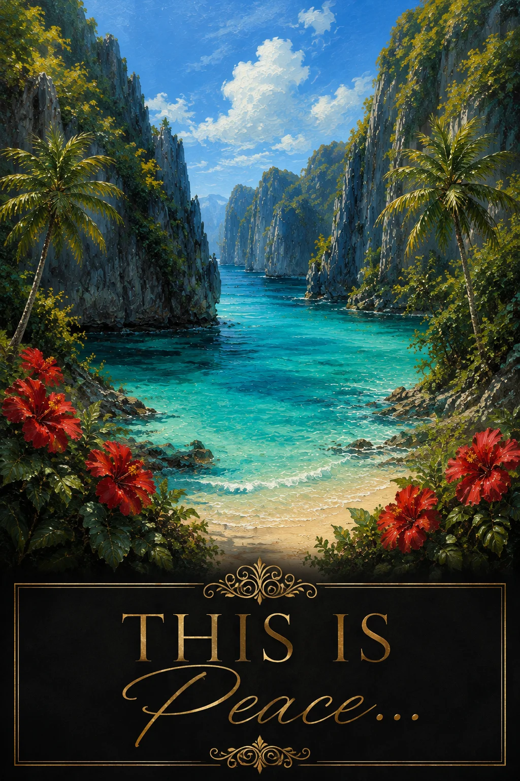 This Is Peace - Hidden Tropical Cove 8K Oil Painting Digital Art product image (1)