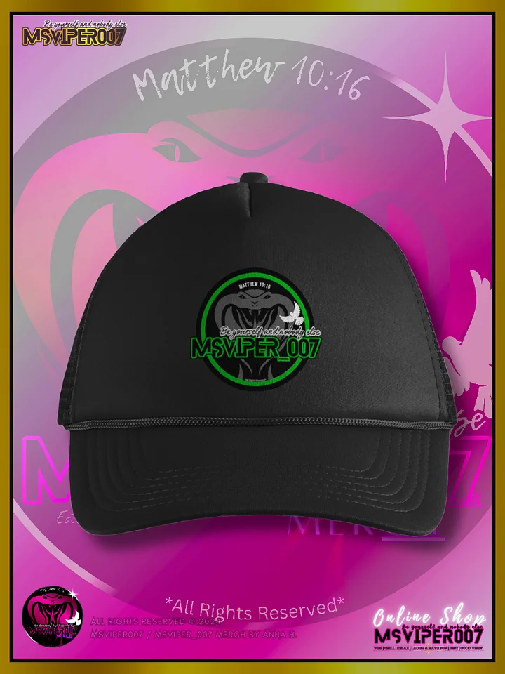 Trucker Hat - "MsViper_007™ Brand Classic [green/blk emblem] Support&Sport" Foam Trucker Hat by Anna H. product image (1)