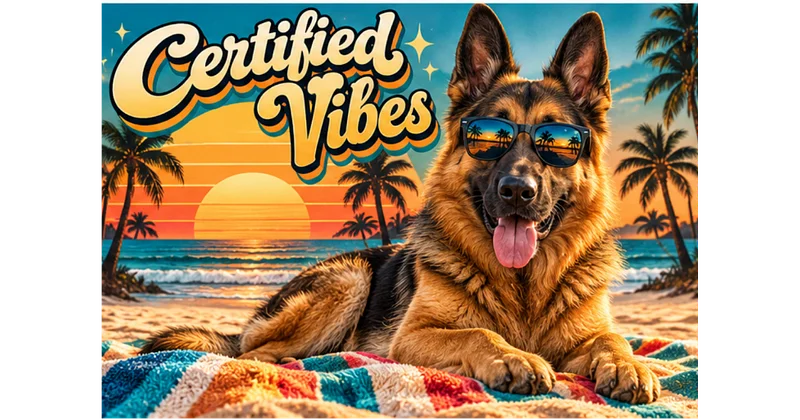 boy german sheperd in sunglasses on the beach tshirt