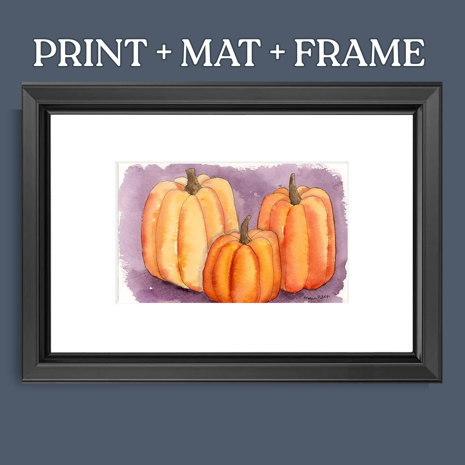 Autumn Pumpkins Watercolor Print - Pumpkin Dreams product image (3)