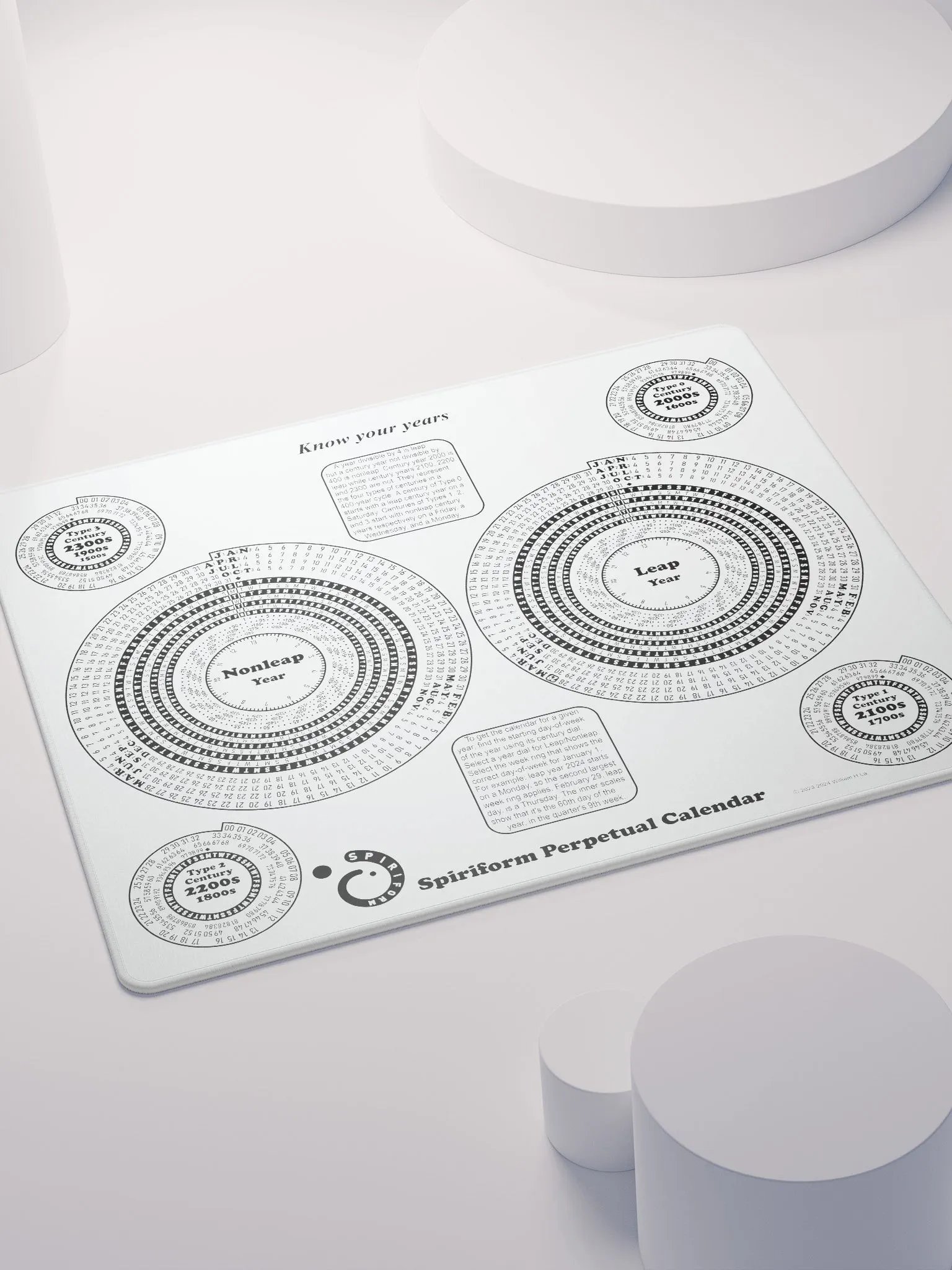 Spiriform Perpetual Calendar Gaming Mousepad 18