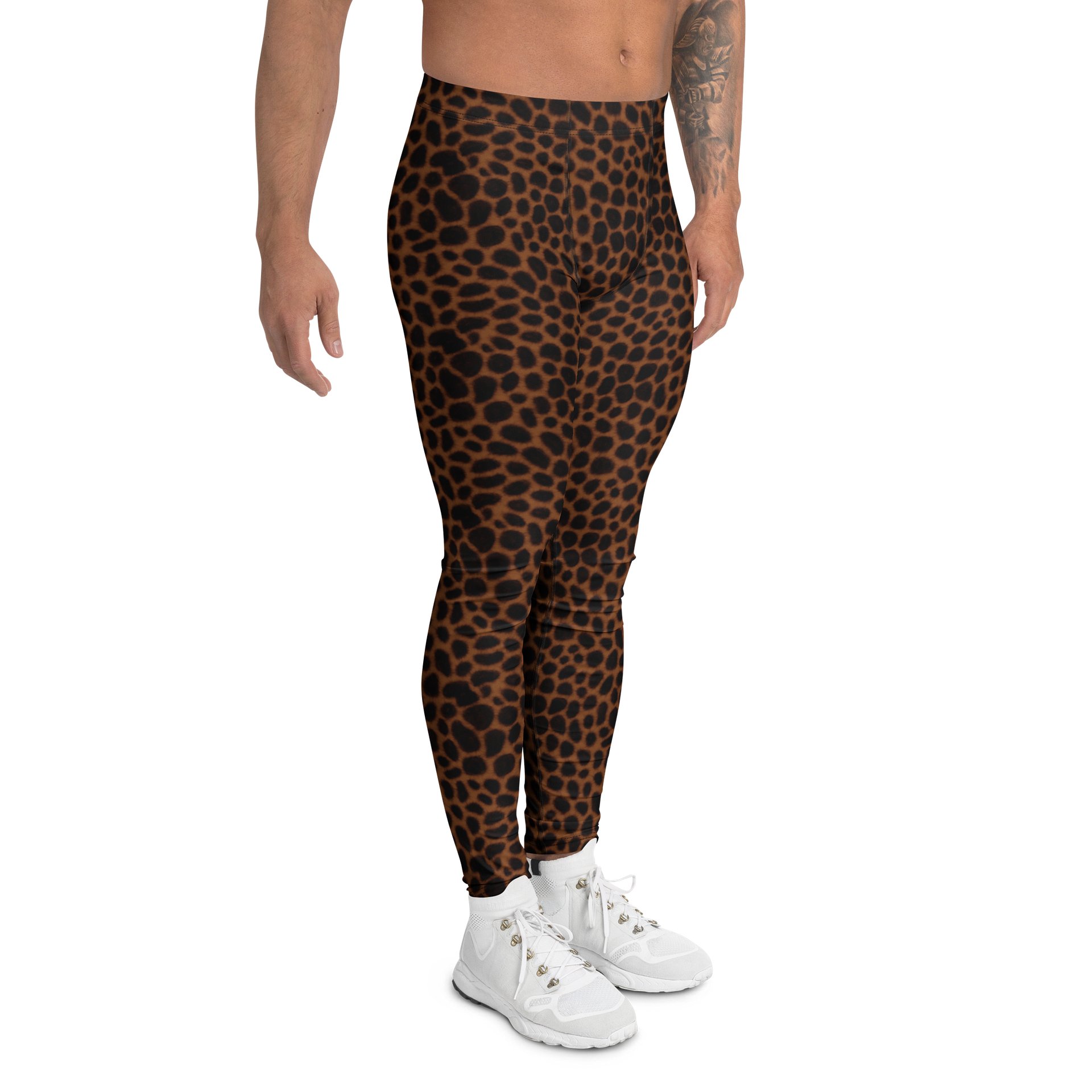 Watercolor Brown Leopard Print Men's Leggings product image (3)