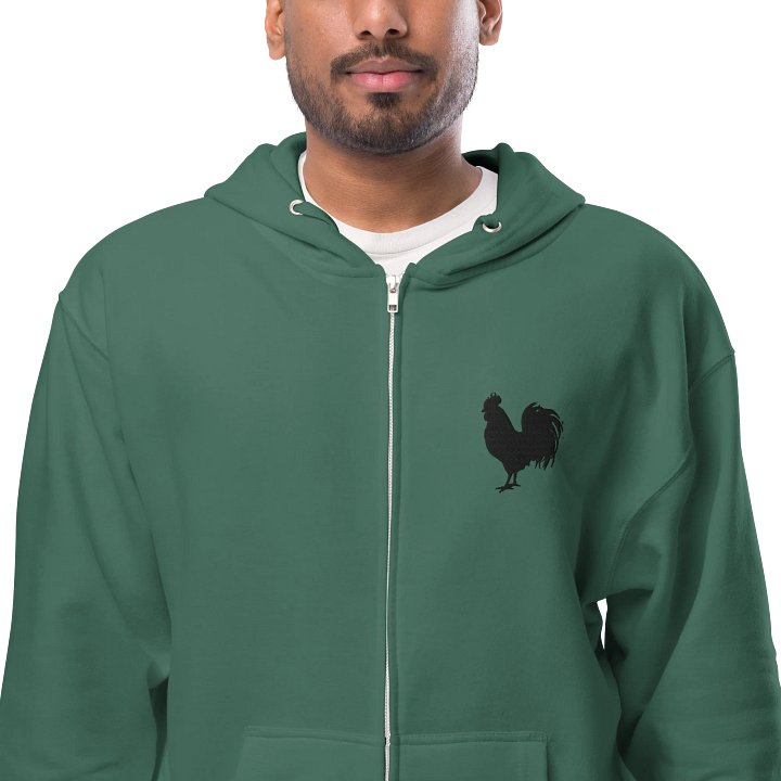 Embroidered Black Rooster Zip-Up Hoodie product image (3)