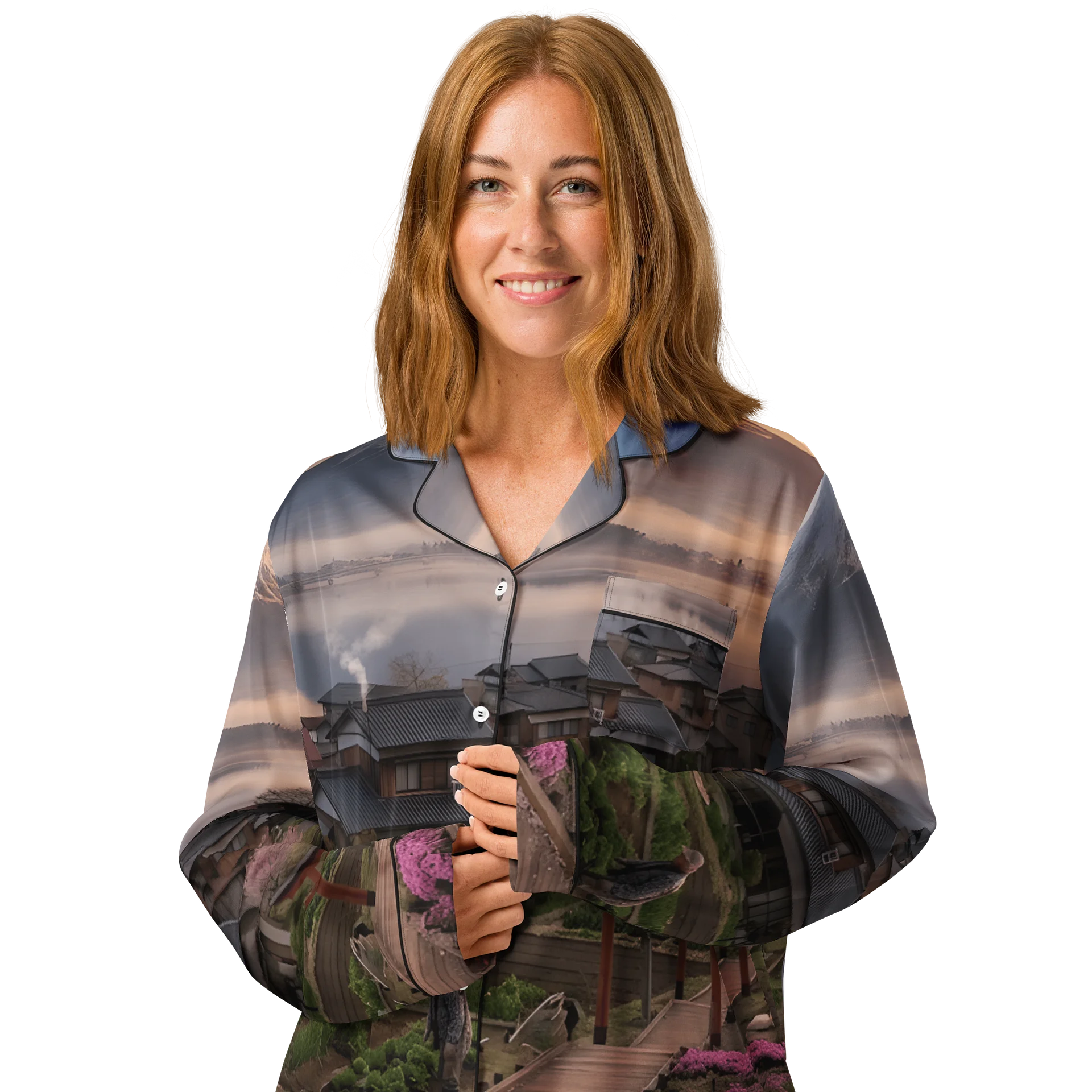Women's Mount Fuji Long Sleeve Pajama Top | Silky Loungewear product image (3)