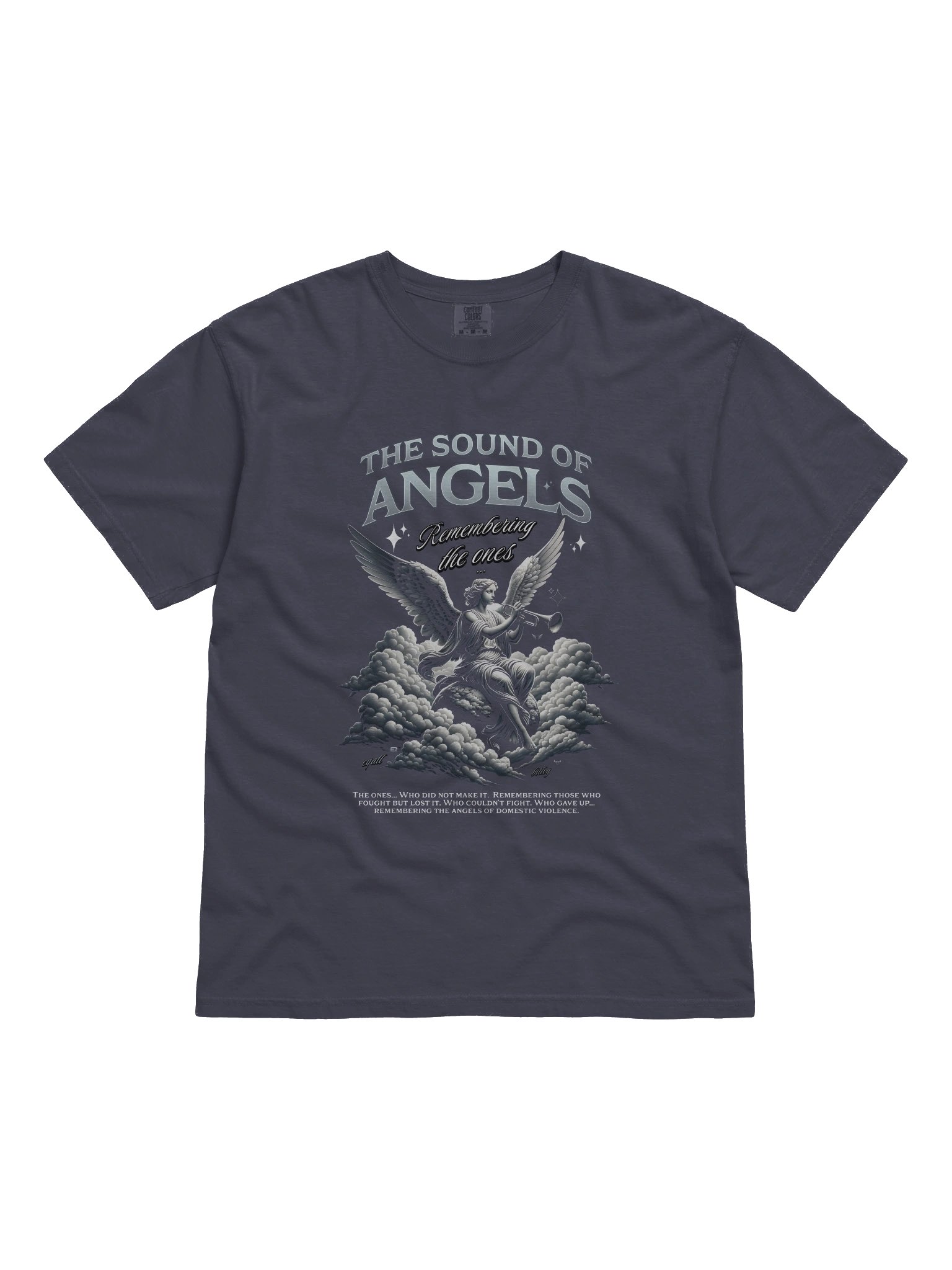 Comfort Colours_The Sound of ANGELS Unisex T-shirt_EQALL® Billog Collection Campaign_Silver / Black product image (1)