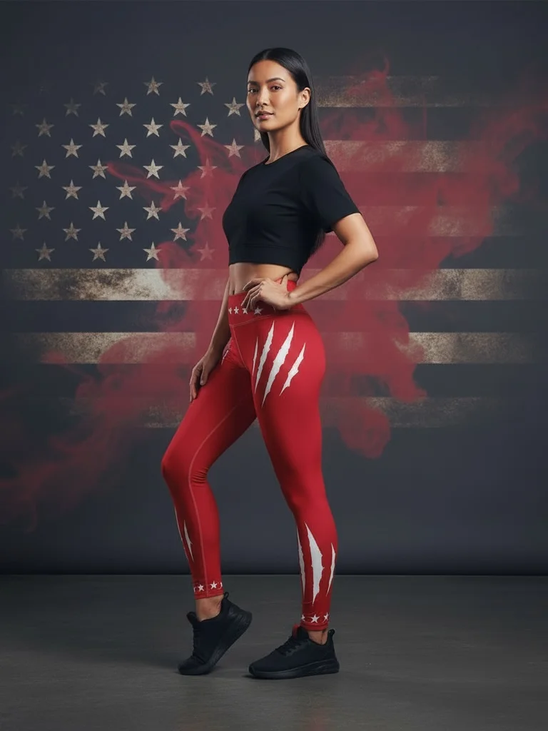 Crimson Stars & Scars Yoga Leggings product image (3)