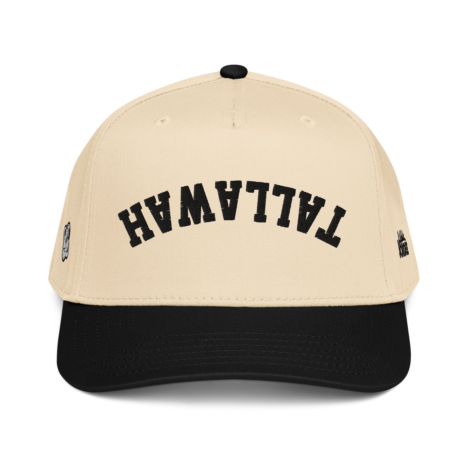 "likkle but TALLAWAH" Two Tone Baseball Cap in Black/Natural product image (1)