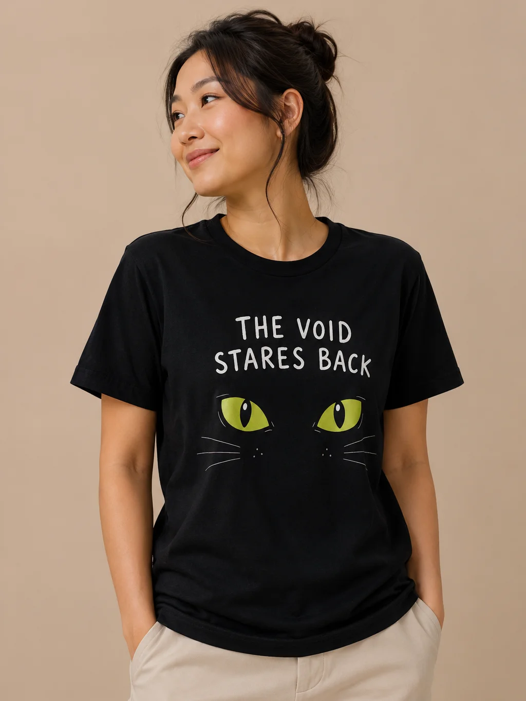 The Void Stares Back Cat T-Shirt | Funny Black Cat Shirt for Cat Lovers, Goth Pet Meme Tee product image (1)