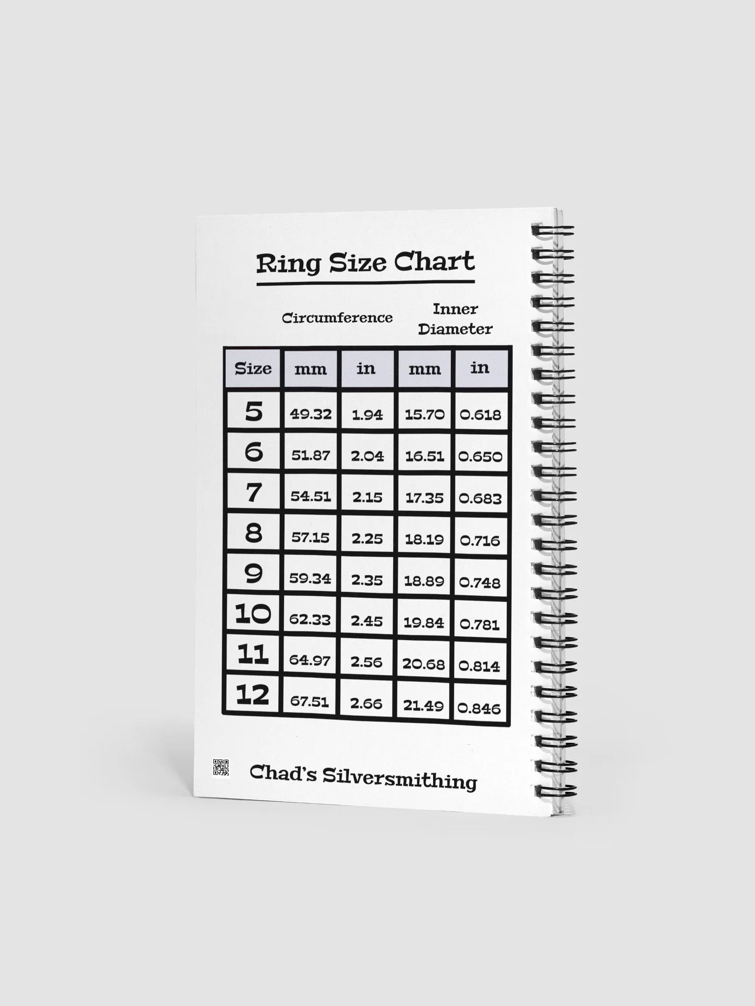 Silversmithing Sketchbook (blank) with Ring Size Formula product image (2)