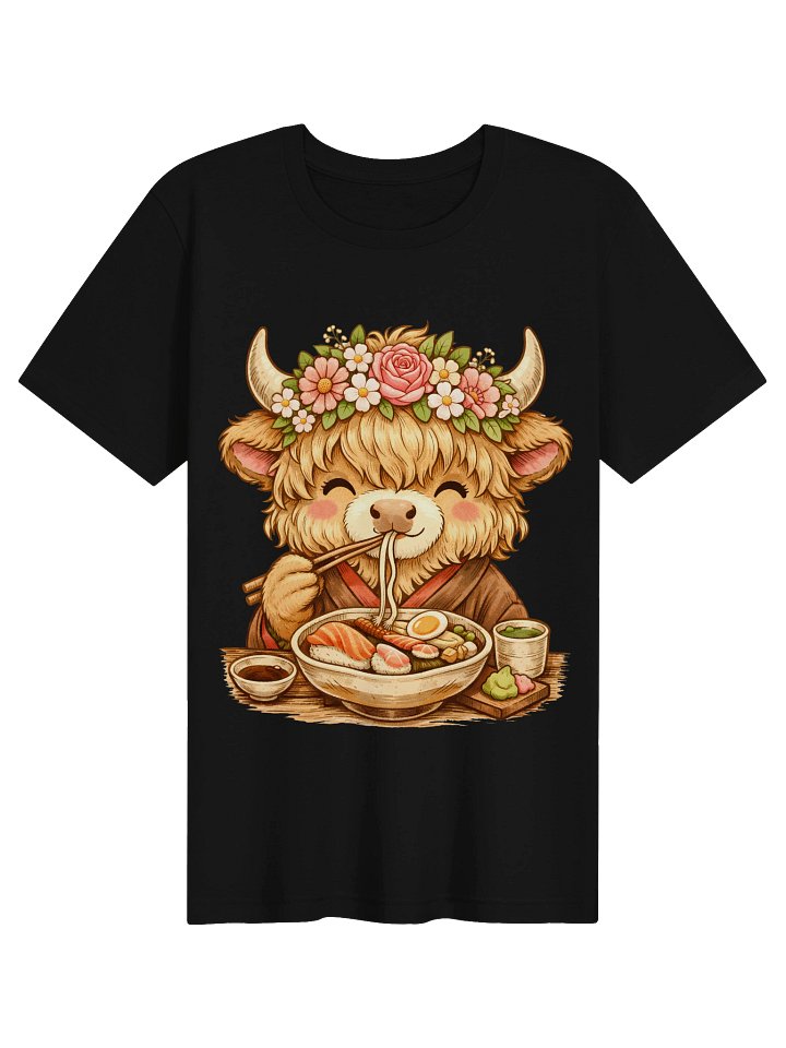 Highland Cow Ramen T-Shirt - Cute Floral Kawaii Foodie Graphic Tee product image (5)