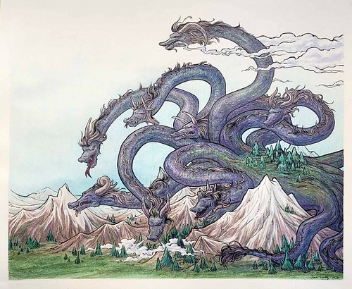 Finally finished: Yamata no Orochi, the eight-headed eight-tailed serpent of Japanese folklore

Started initially for the yok...