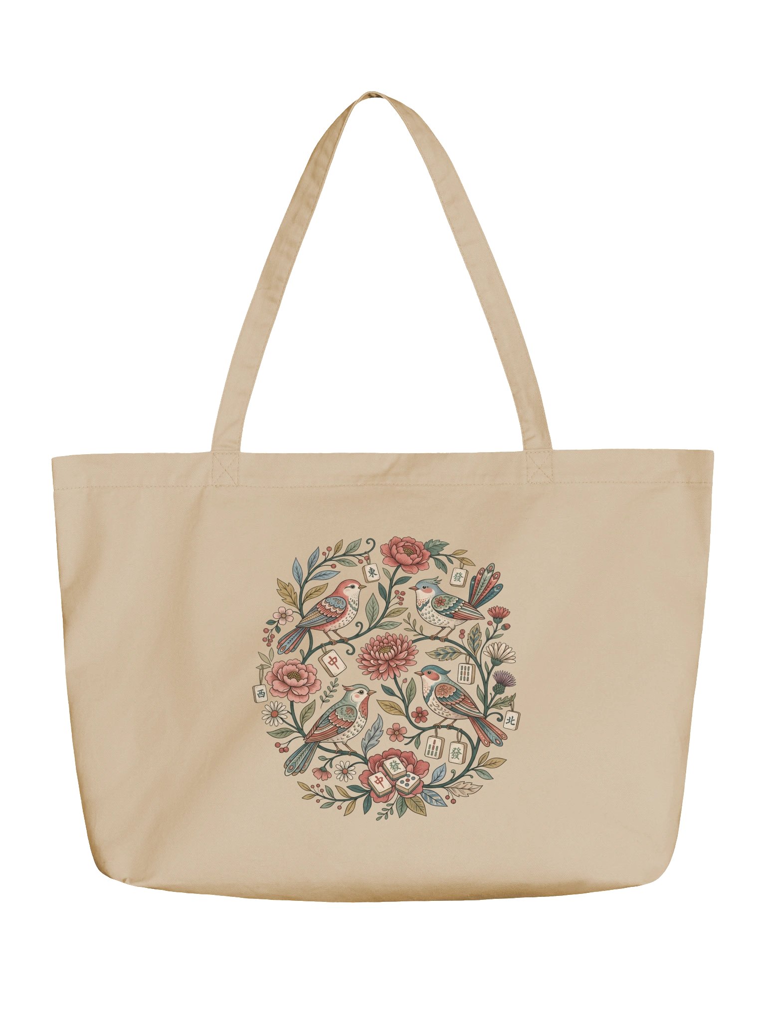 Vintage Floral Mahjong Organic Cotton Tote Bag product image (1)
