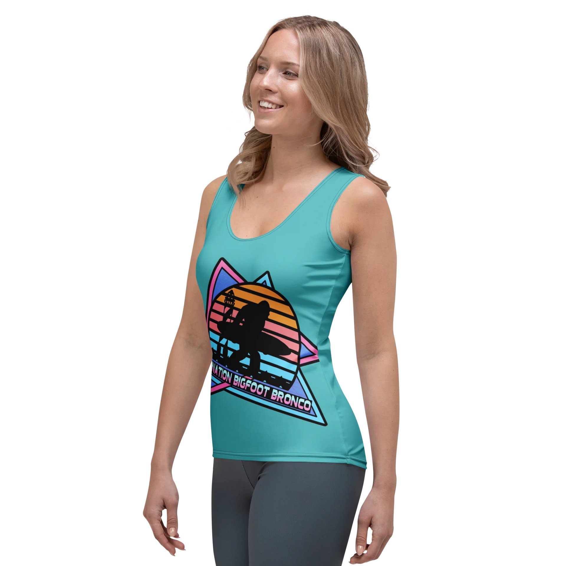 Destination Bigfoot Bronco Slanted Retro-Inspired Women's Tank (Dark Turqouise) product image (3)
