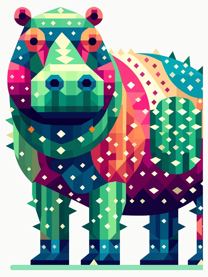Free Geometric Hippo PNG Art - Transparent Background, Low Poly Animal Illustration product image (1)