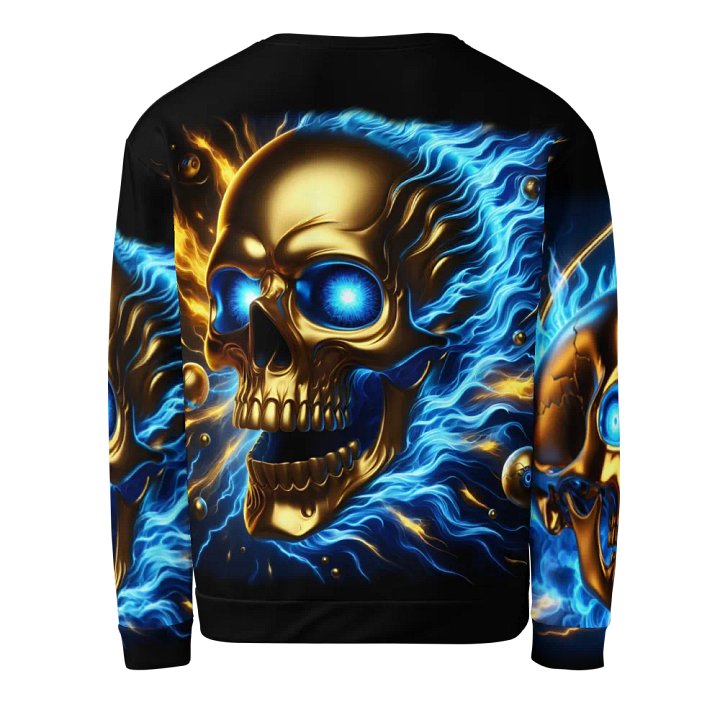 Blue Flames Golden Skull - Unisex Sweatshirt #23 product image (2)
