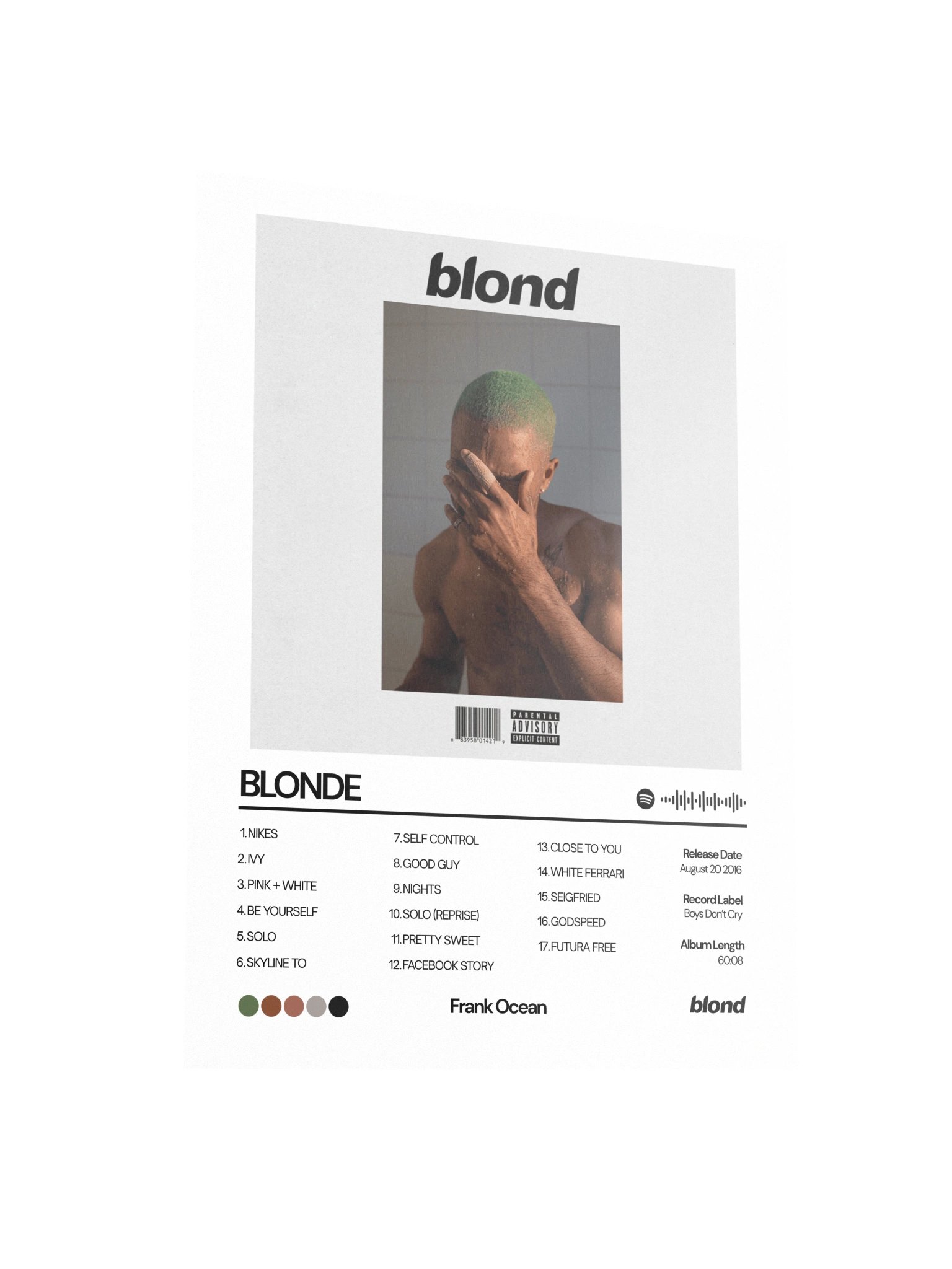 Frank Ocean Blonde Album Unframed Poster product image (6)