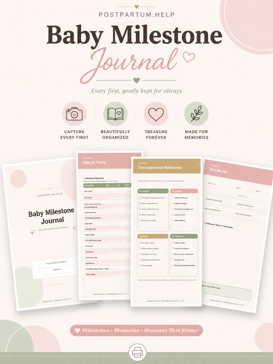 Baby Milestone Journal | Baby’s First Year Memory Book | Milestone Tracker & Keepsake Journal | Printable PDF product image (3)