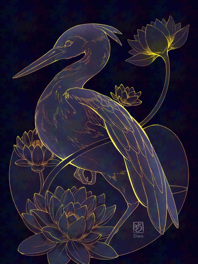 The Heron and Lotus Flowers product image (1)