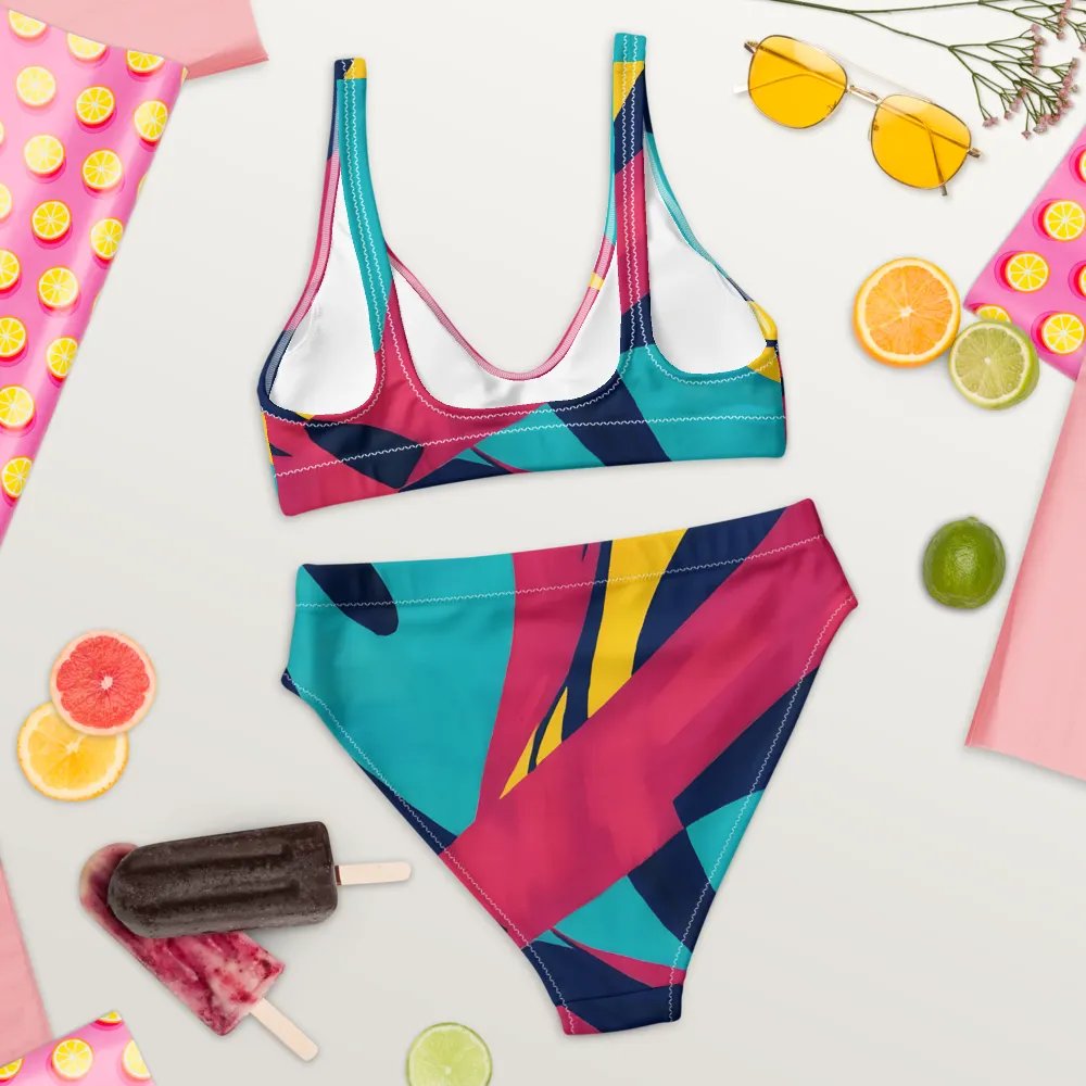 Abstract Lithographic Pattern Design High Waisted Bikini - V10 product image (7)