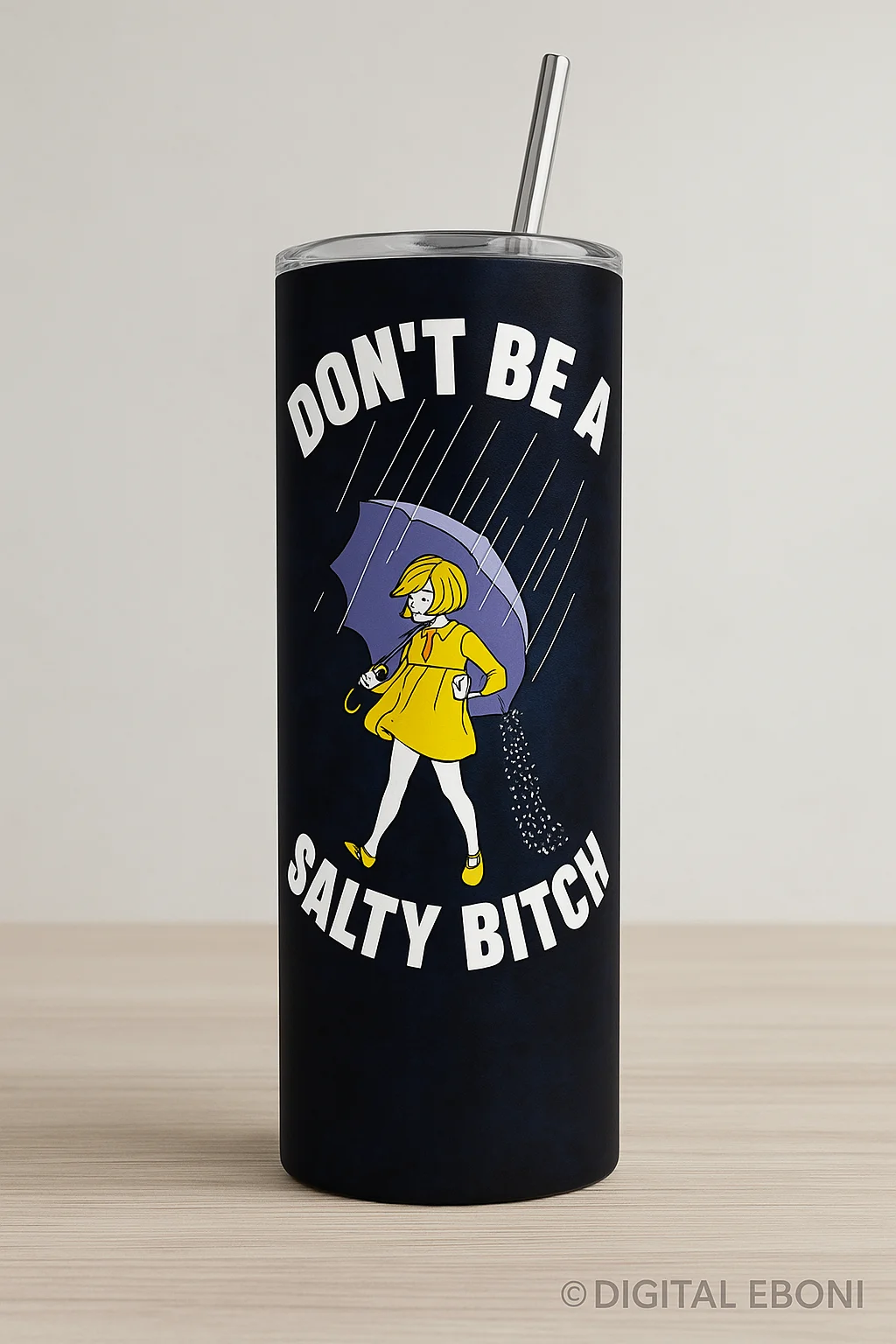 Funny Retro Salt Girl Tumbler Wrap - Don’t Be a Salty Bitch - 20oz PNG Sublimation Design for Digital Download, Humor Cup Wrap Printable product image (1)