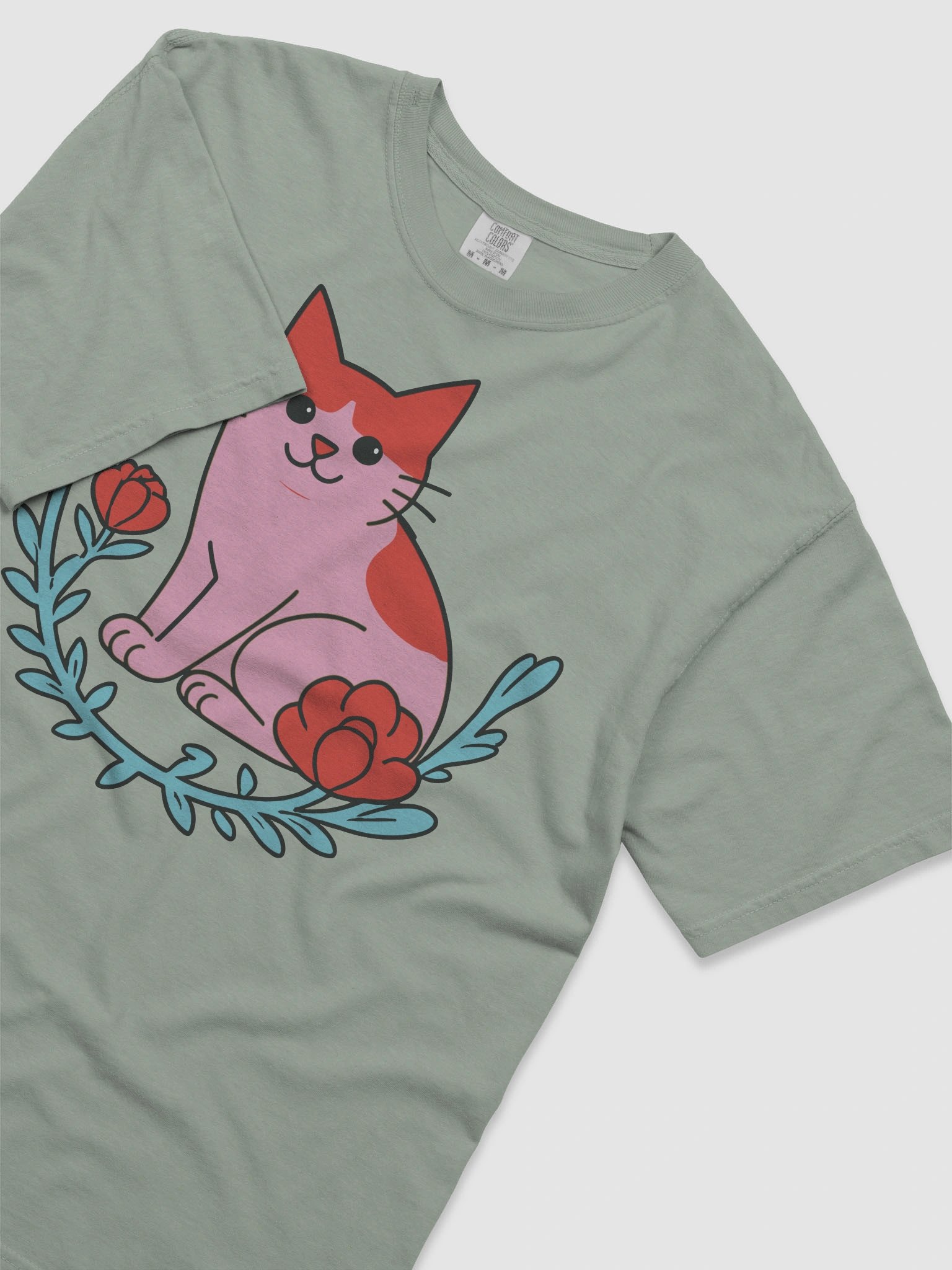 Whimsical Pink Cat Wreath T-Shirt product image (2)